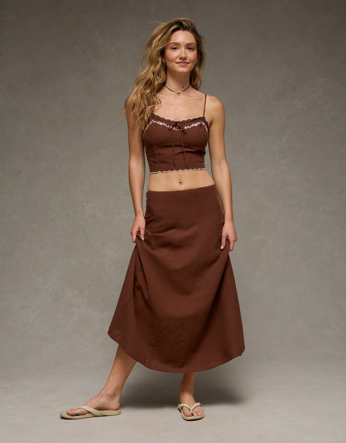 AE Embroidered Scalloped-Hem Cami - image 5