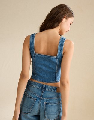 AE Square Neck Denim Vest | American Eagle