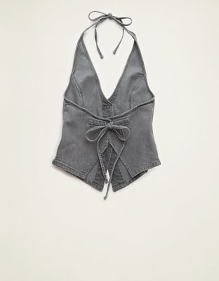 AE Loose Denim Halter Vest