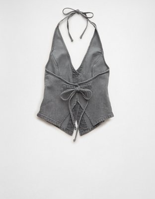 AE Loose Denim Halter Vest