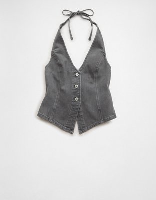 AE Loose Denim Halter Vest