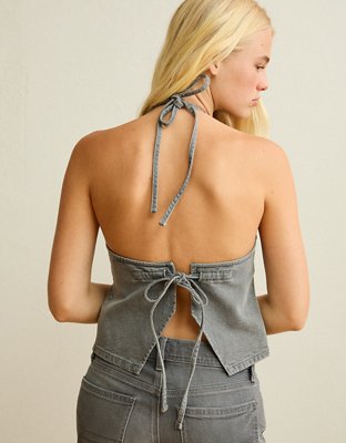 AE Loose Denim Halter Vest