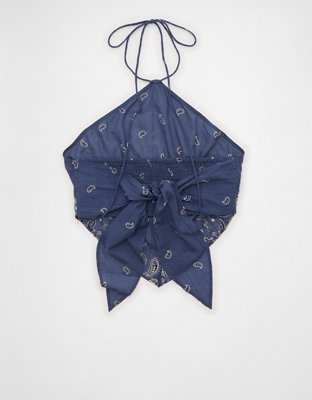 AE Linen-Blend Bandana Halter Top