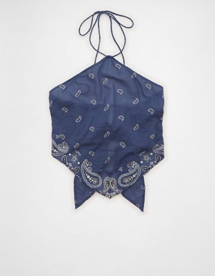 AE Linen-Blend Bandana Halter Top