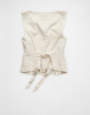 AE Linen-Blend High-Neck Vest