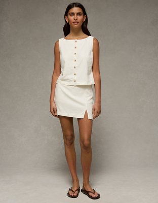 AE Linen-Blend High-Neck Vest