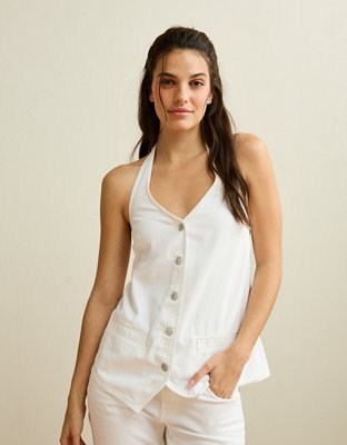 AE Loose Denim Halter Vest