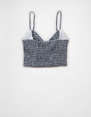 AE Cropped Tie-Front Smocked Cami