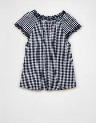 AE Short-Sleeve Ribbon Blouse