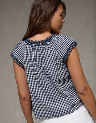 AE Short-Sleeve Ribbon Blouse