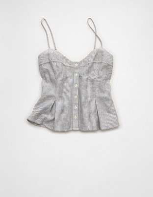 AE Linen-Blend Button-Up Cami