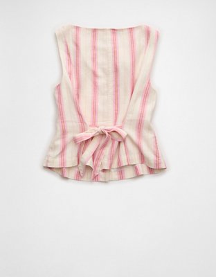 AE Linen-Blend High-Neck Vest