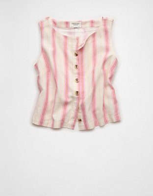 AE Linen-Blend High-Neck Vest