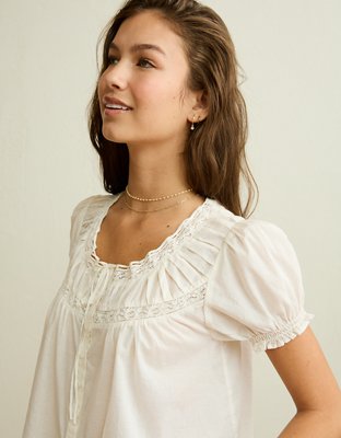 AE Front Tie Lace Inset Top