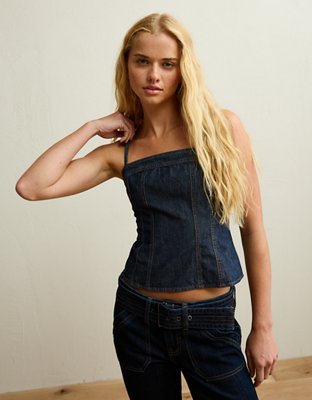 AE Denim Straight Neck Cami Top | American Eagle