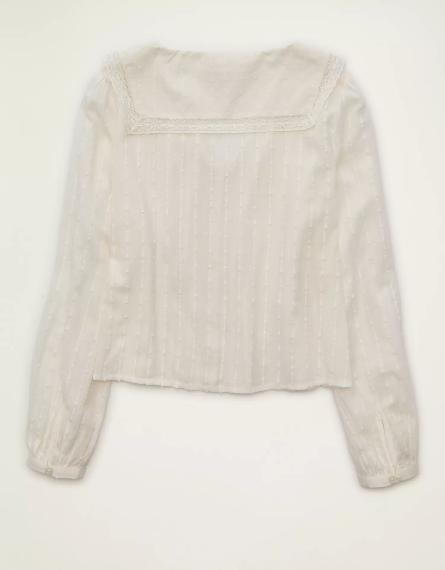 AE Lace Long-Sleeve Button-Up Blouse - thumbnail 4