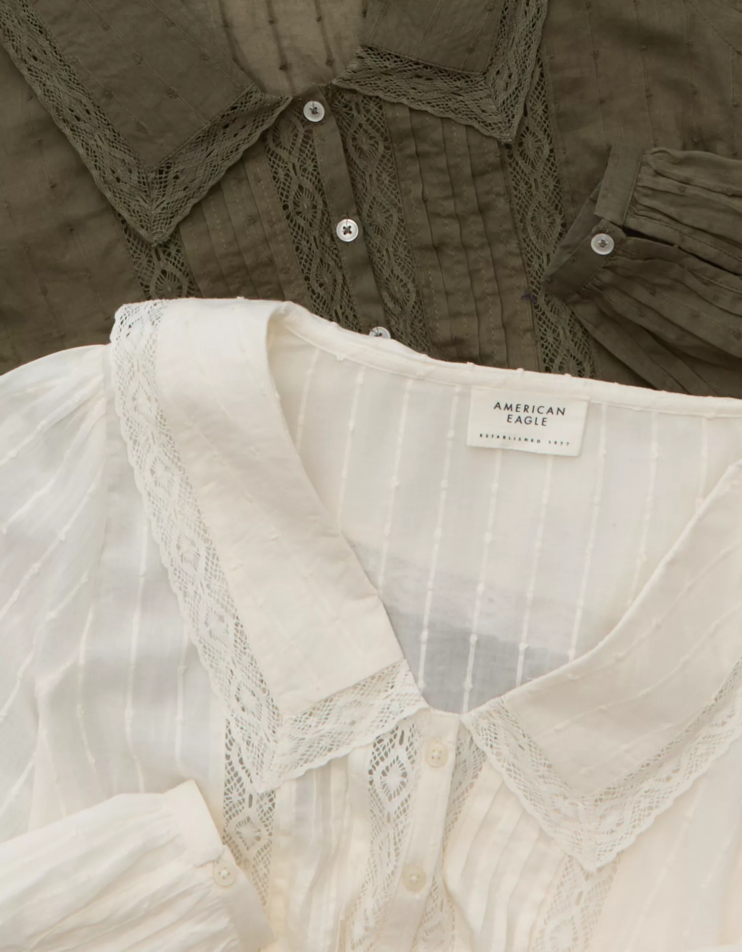 AE Lace Long-Sleeve Button-Up Blouse - thumbnail 6