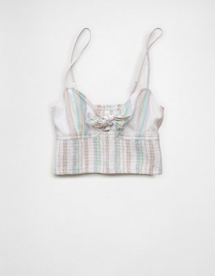 AE Pride Tie-Front Smocked Cropped Cami