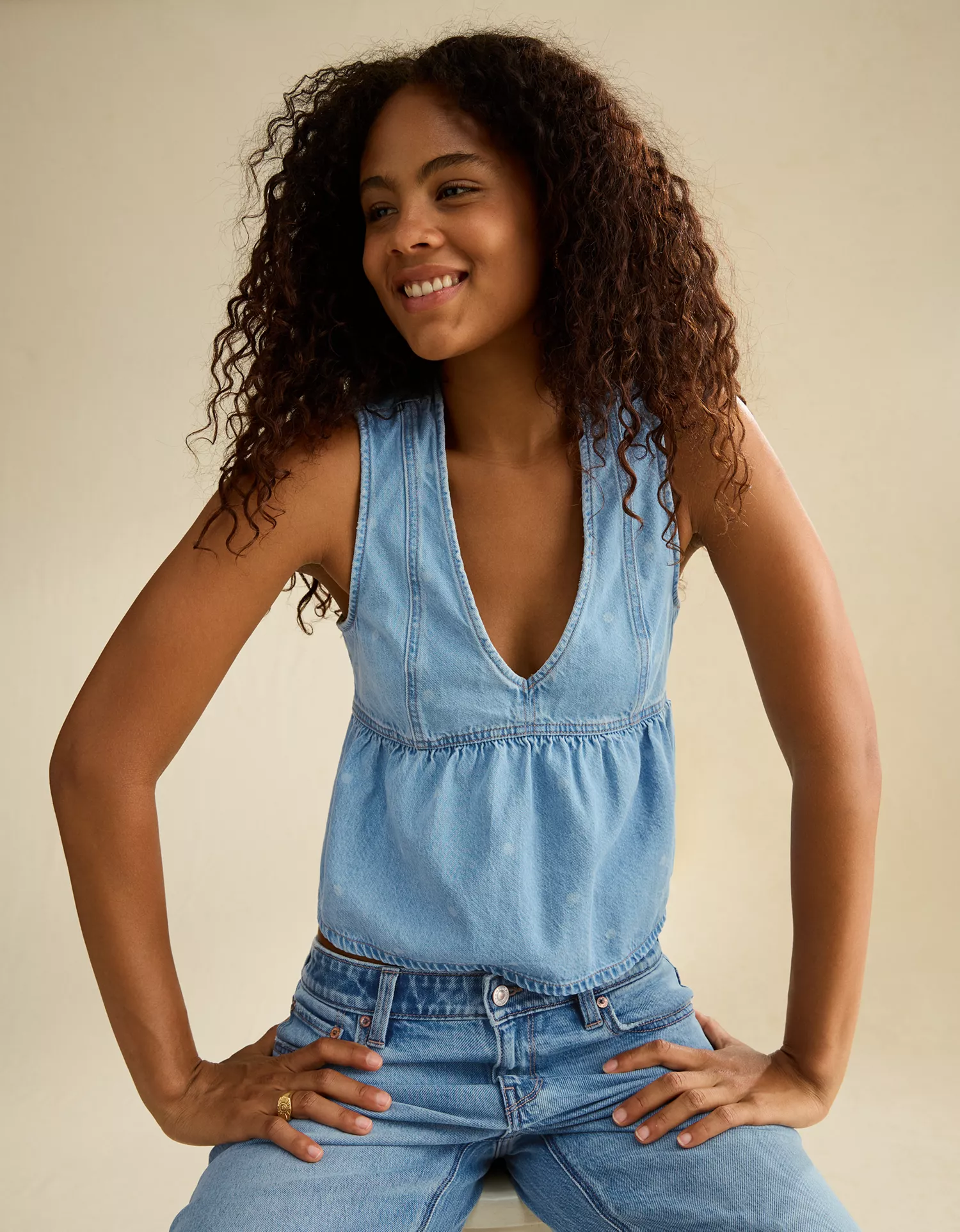 AE Denim Peplum Vest - thumbnail 6