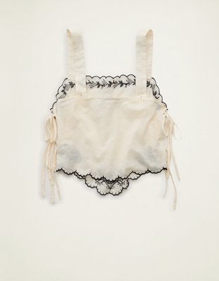 AE Cropped Side-Tie Embroidered Cami