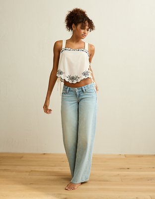 AE Cropped Side-Tie Embroidered Cami
