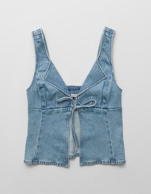 AE Denim Tie-Front Top