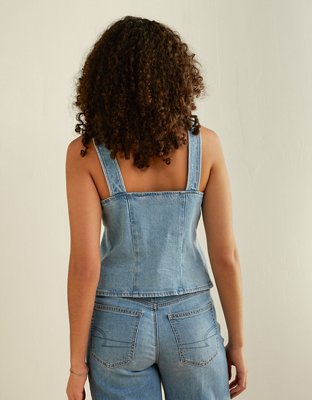 AE Denim Tie-Front Top