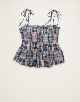 AE Smocked Button-Up Cami | American Eagle