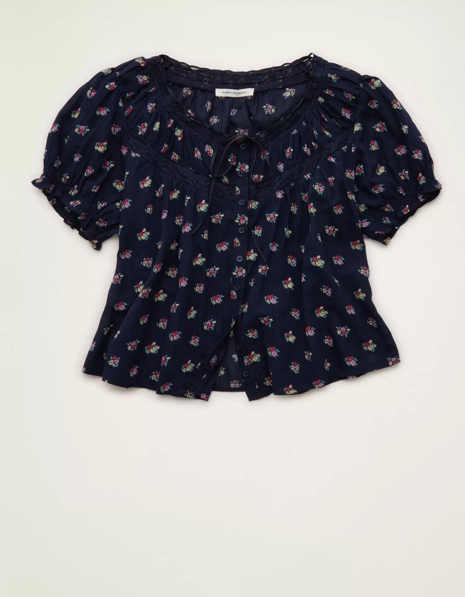 AE Front Tie Lace Inset Top - thumbnail 3