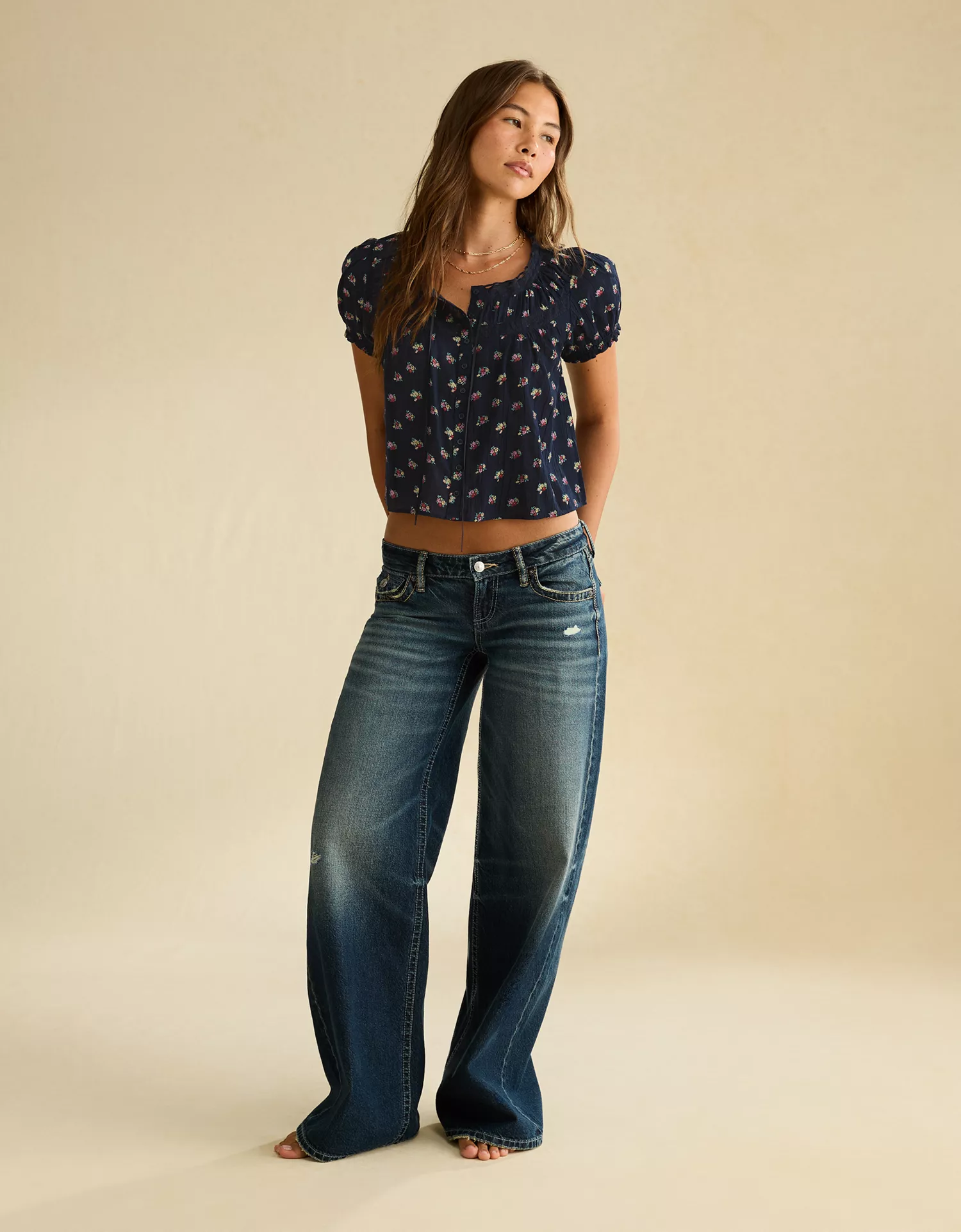 AE Front Tie Lace Inset Top - thumbnail 4