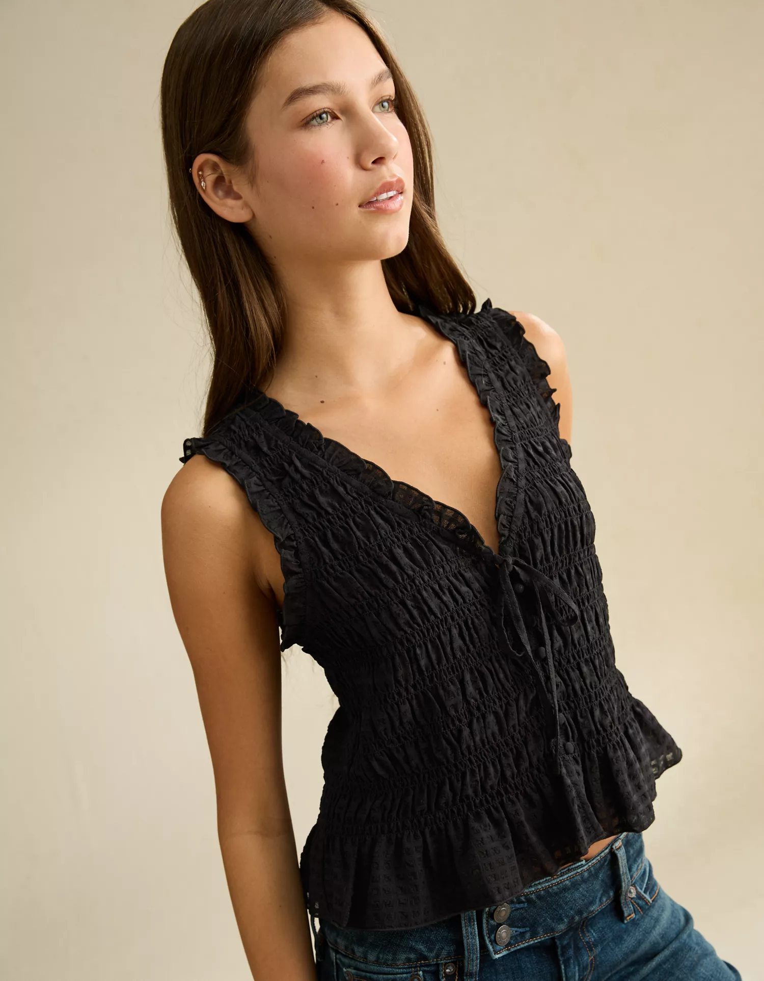 AE Ruched V-Neck Top - thumbnail 6