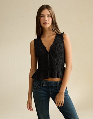 AE Ruched V-Neck Top