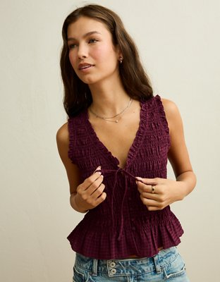 AE Ruched V-Neck Top