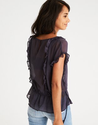 Женские топы American Eagle AEO Ruffle-Trim Tassel Top — фото 2