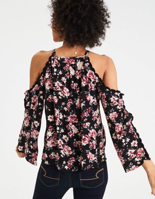 Женские свитеры American Eagle AE Floral Cold Shoulder Pullover — фото 2