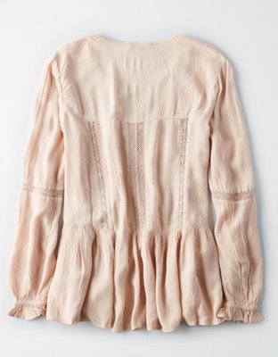 Женские топы American Eagle AE Lace-Up Peplum Top — фото 4