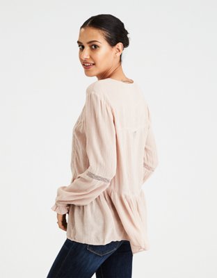 Женские топы American Eagle AE Lace-Up Peplum Top — фото 2