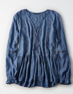 AE Lace-Up Peplum Top