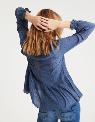 AE Lace-Up Peplum Top | American Eagle
