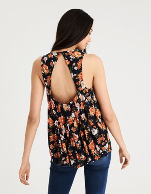 AE High Neck Floral Sleeveless Top