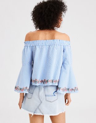 Женские топы American Eagle AE Tiered Off-The-Shoulder Ruffle Sleeve Top — фото 2