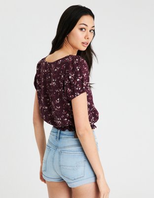 Женские топы American Eagle AE SHORT SLEEVE CROP TOP — фото 2