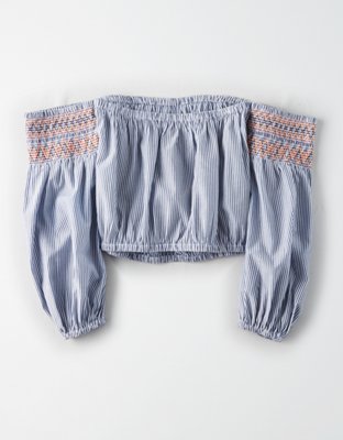 Женские топы American Eagle AE Smocked Off-The-Shoulder Crop Top — фото 4