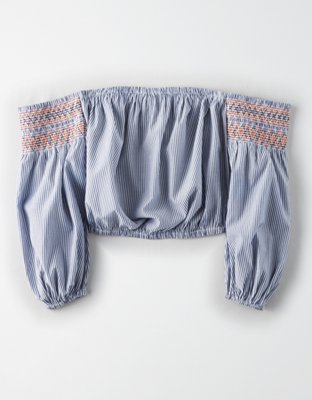 Женские топы American Eagle AE Smocked Off-The-Shoulder Crop Top — фото 3