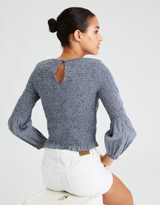 Женские блузки American Eagle AE Smocked Long-Sleeve Blouse — фото 2
