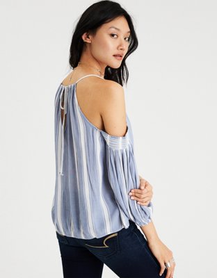 Женские топы American Eagle AE Long Sleeve COLD SHOULDER TOP — фото 2