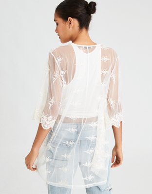 American Eagle AE Embroidered Mesh Kimono — фото 2