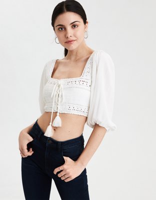 american eagle crochet crop top