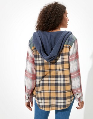 AE Plaid Button Up Hoodie