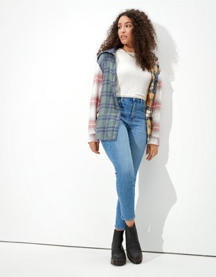 AE Plaid Button-Up Hoodie